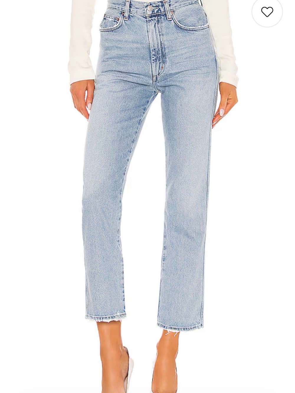 Agolde High-Rise Straight Jeans in Light Blue Wash